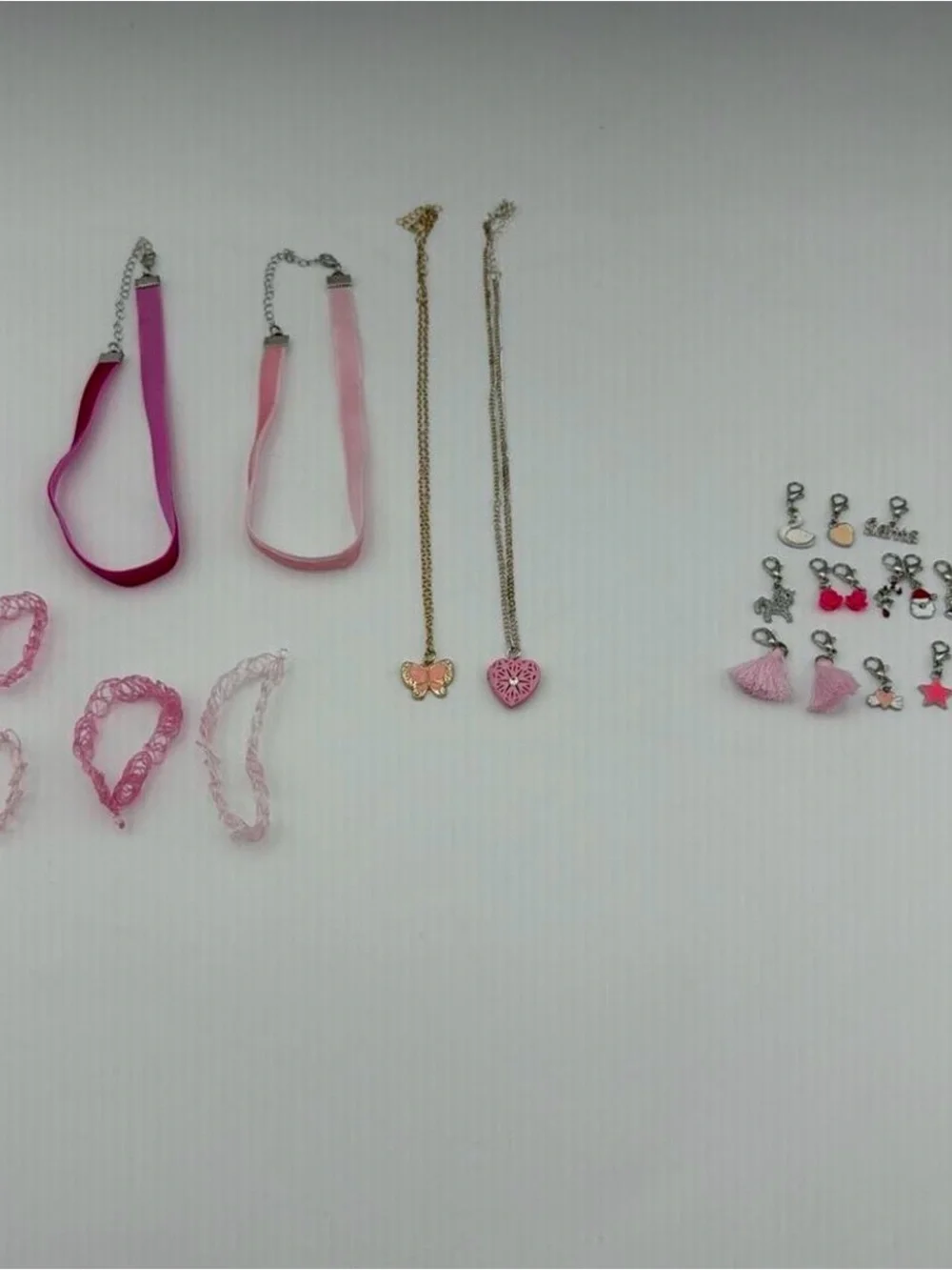 Pink Kids Necklace and Bracelet Charm Set